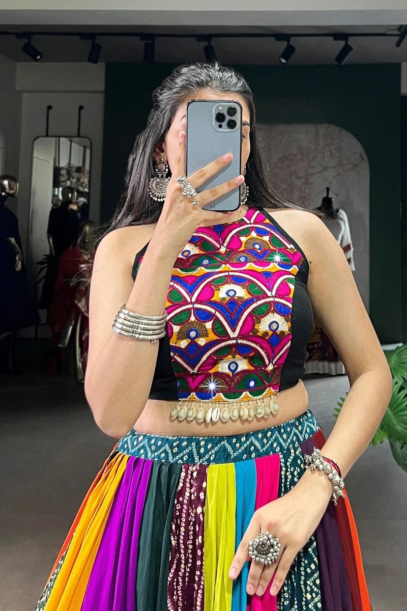 Multicolor Bandhni Print Chaniya Choli For Navratri