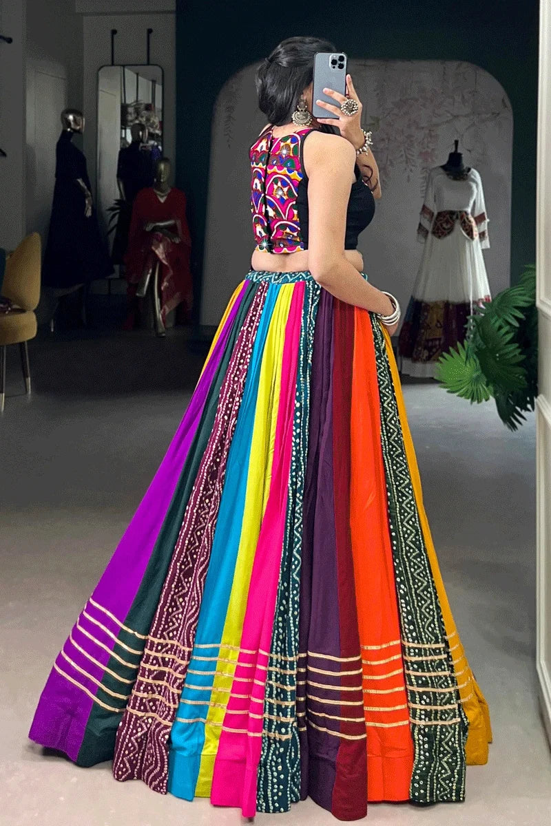 Multicolor Bandhni Print Chaniya Choli For Navratri