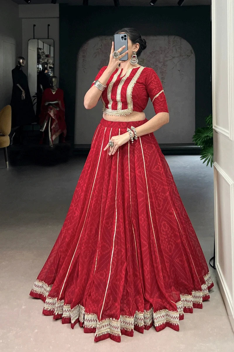 Ready To Wear Bandhani Print Lehenga Choli For Dandiya Night