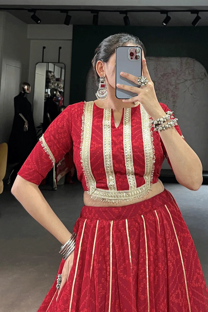 Ready To Wear Bandhani Print Lehenga Choli For Dandiya Night