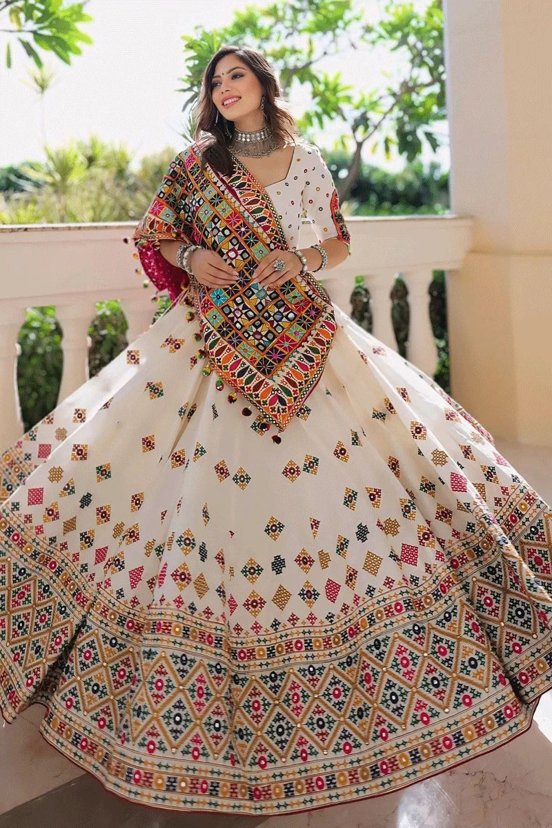 Real Mirror Work Gujarati Style Chaniya Choli