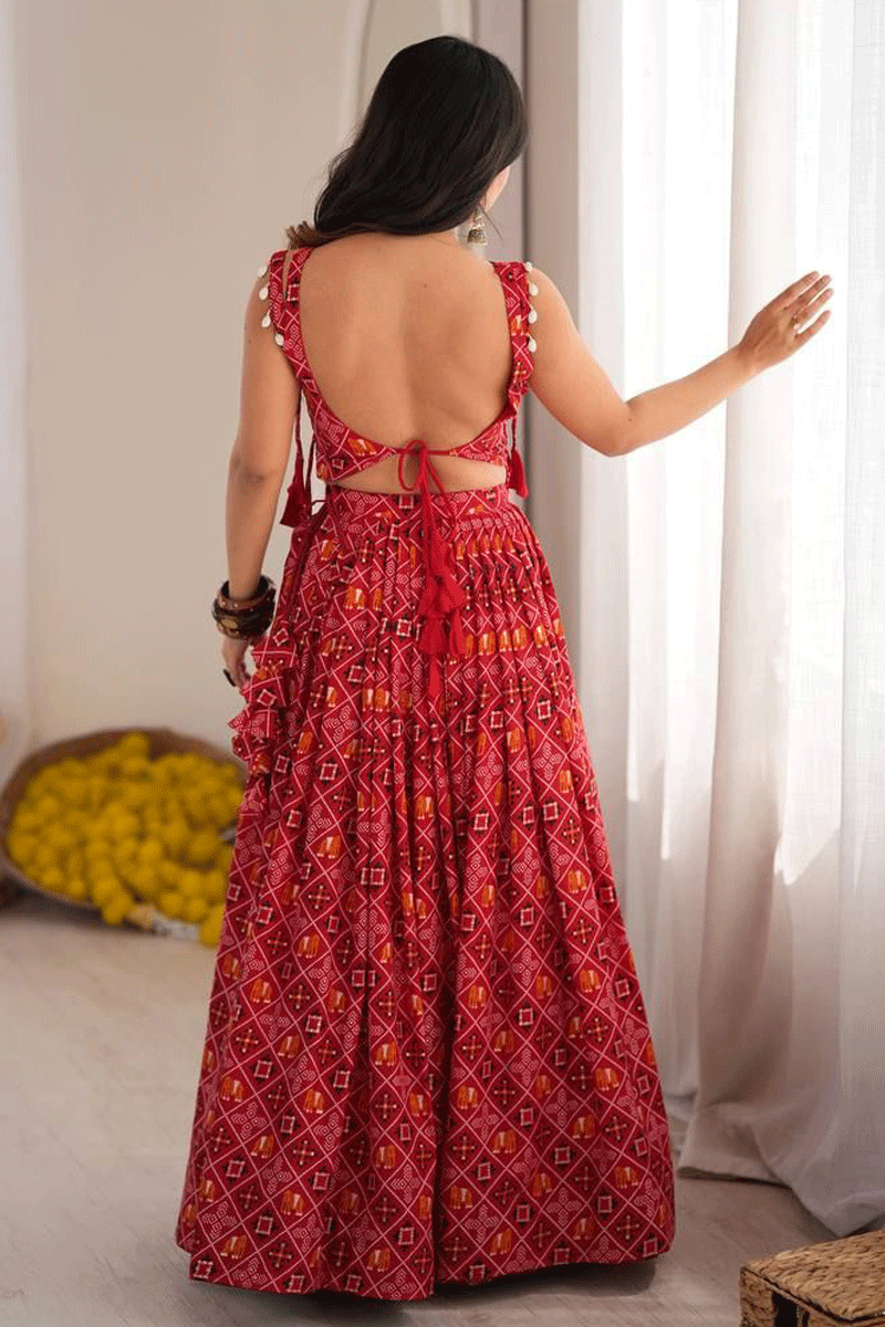 Latest Rayon Fabric Lehenga Choli With Designer koti For Dandiya