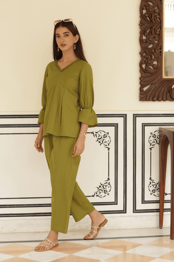 Olive Aura Cotton Cord-Set