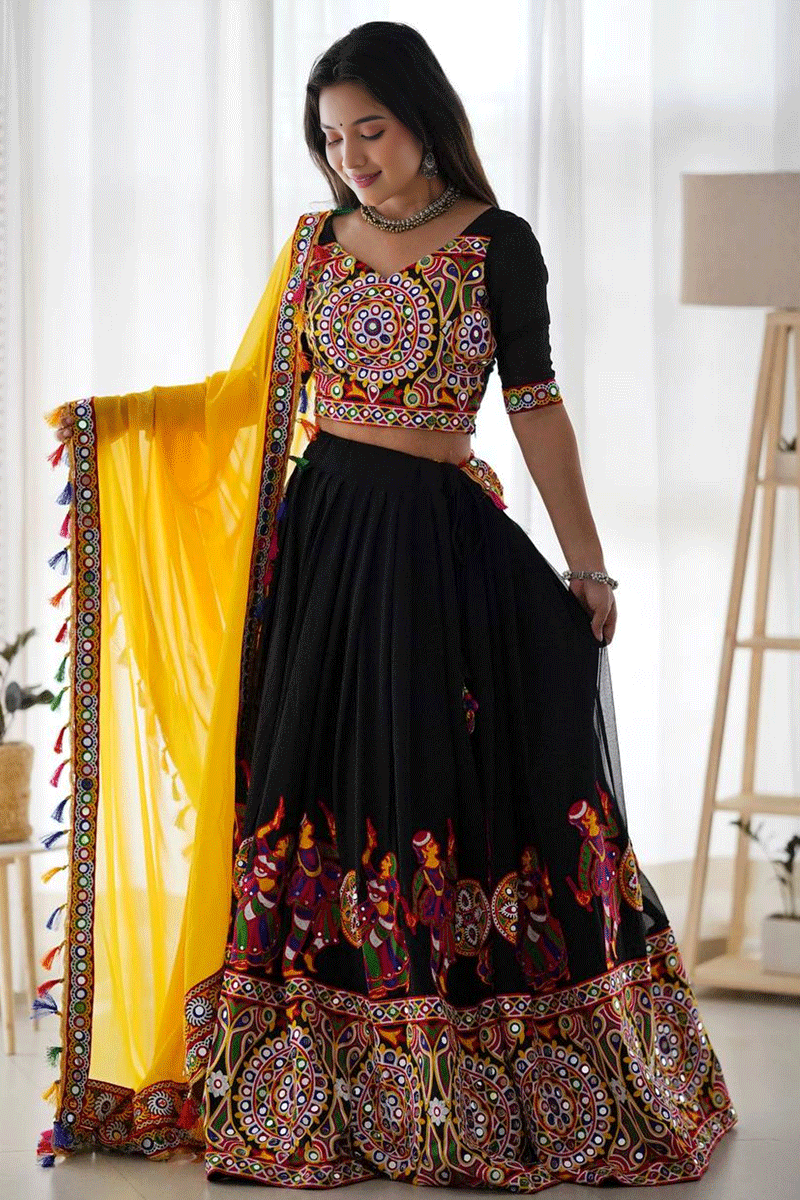 Navratri Special Black Color Lehenga Choli For Women