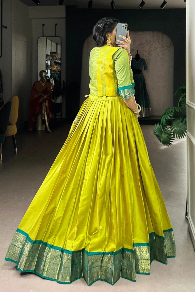South Indian Koti Lehenga Choli For Haldi Ceremony