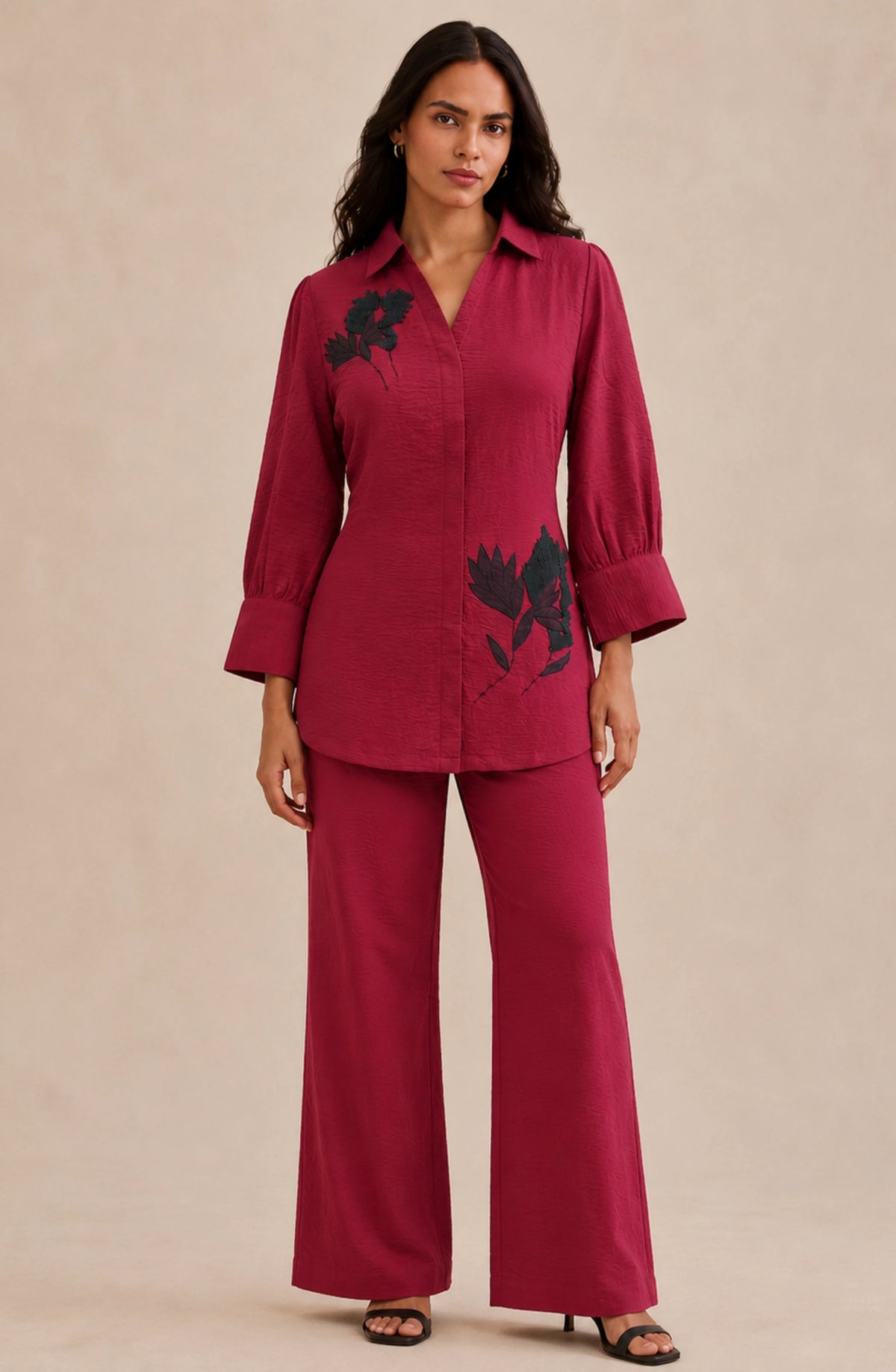 Red Luxe Embellished Co-Ord Set