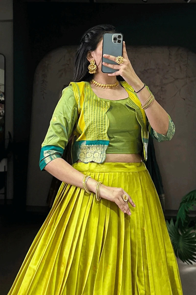 South Indian Koti Lehenga Choli For Haldi Ceremony