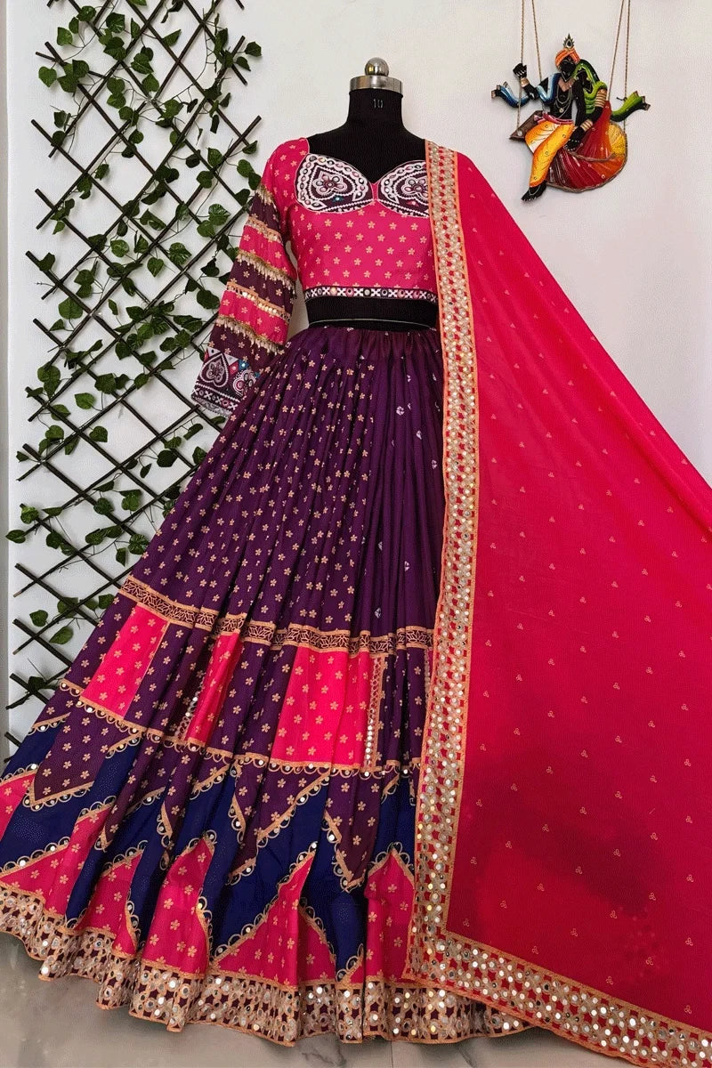Real Mirror Work Heavy Flair Lehenga Choli For Garba Night