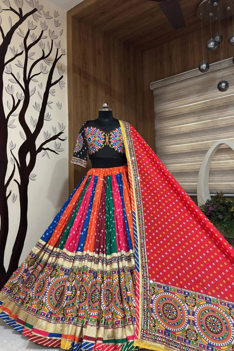 Multi Color Bandhani Print Chaniya Choli For Navratri