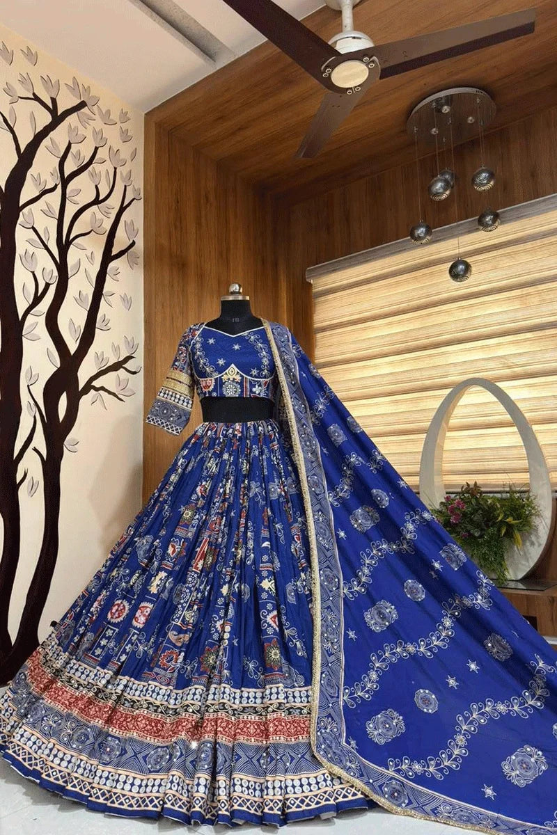 Navy Blue Color Chaniya Choli For Navratri Garba