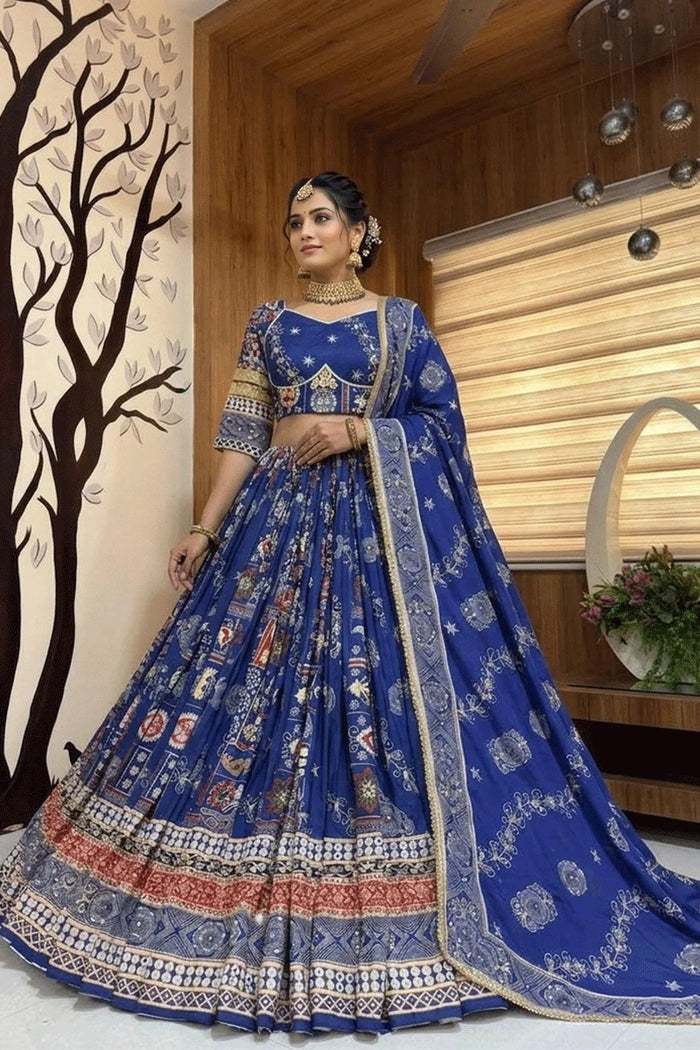 Navy Blue Color Chaniya Choli For Navratri Garba