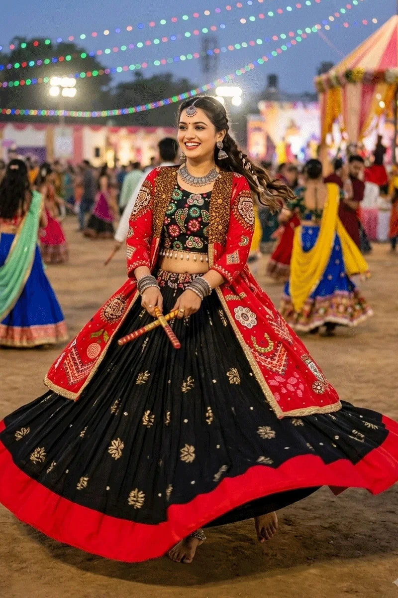 Designer Navratri Special Chaniya Choli With Shrug For Garba