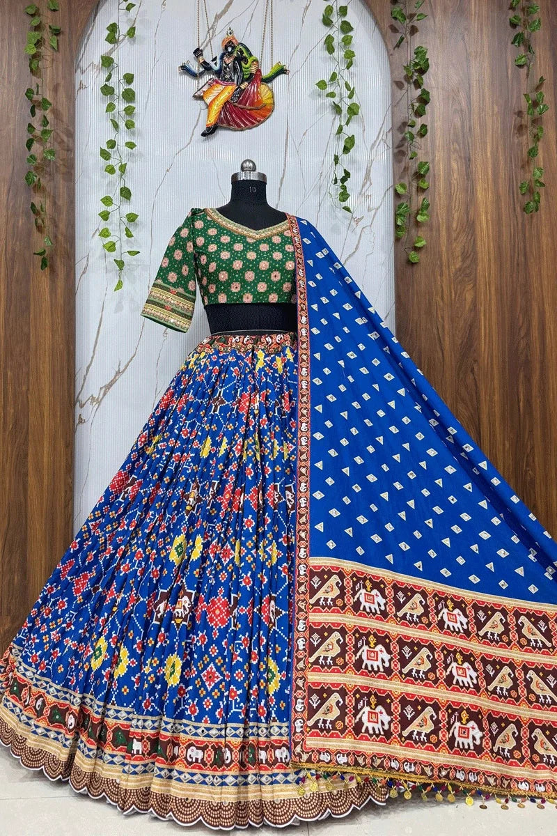 Royal Blue Real Mirror Work Lehenga Choli For Navratri