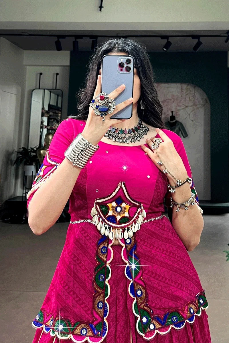 Ready To Wear Rani Pink Lehenga For Navratri