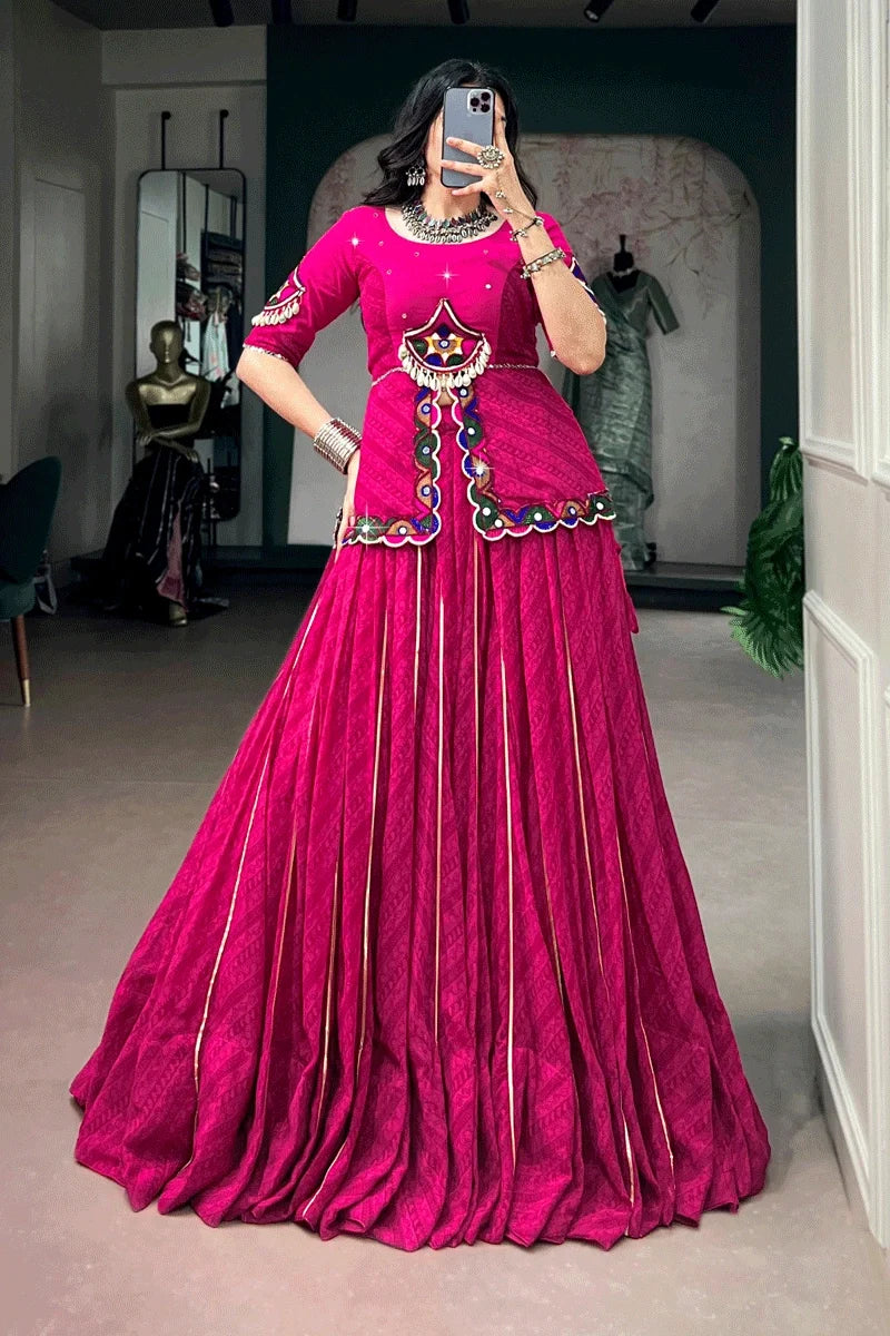 Ready To Wear Rani Pink Lehenga For Navratri