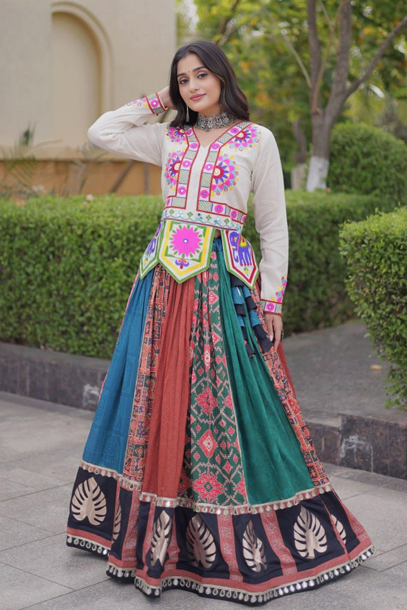Designer Real Mirror Work Multicolor Lehenga Choli For Women