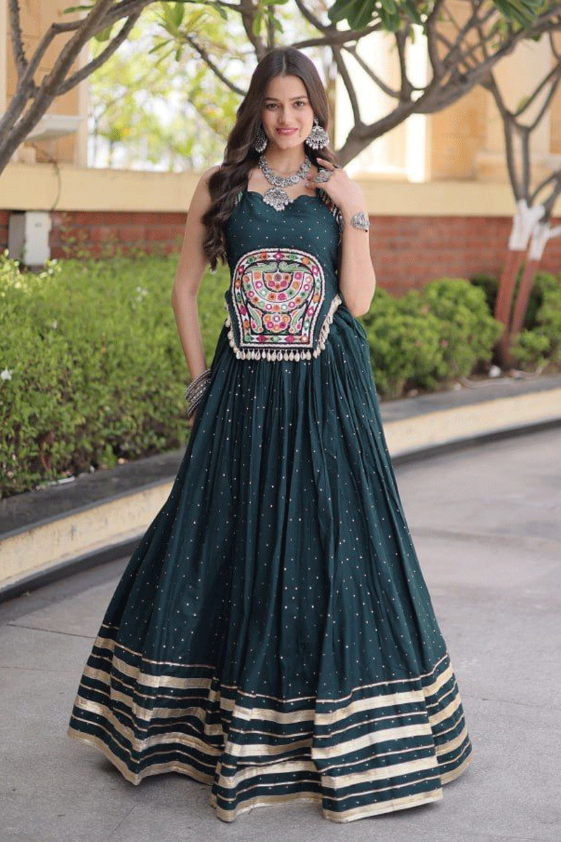 Ready To Wear Gamthi Work Ghagra Choli For Raas Ramzat