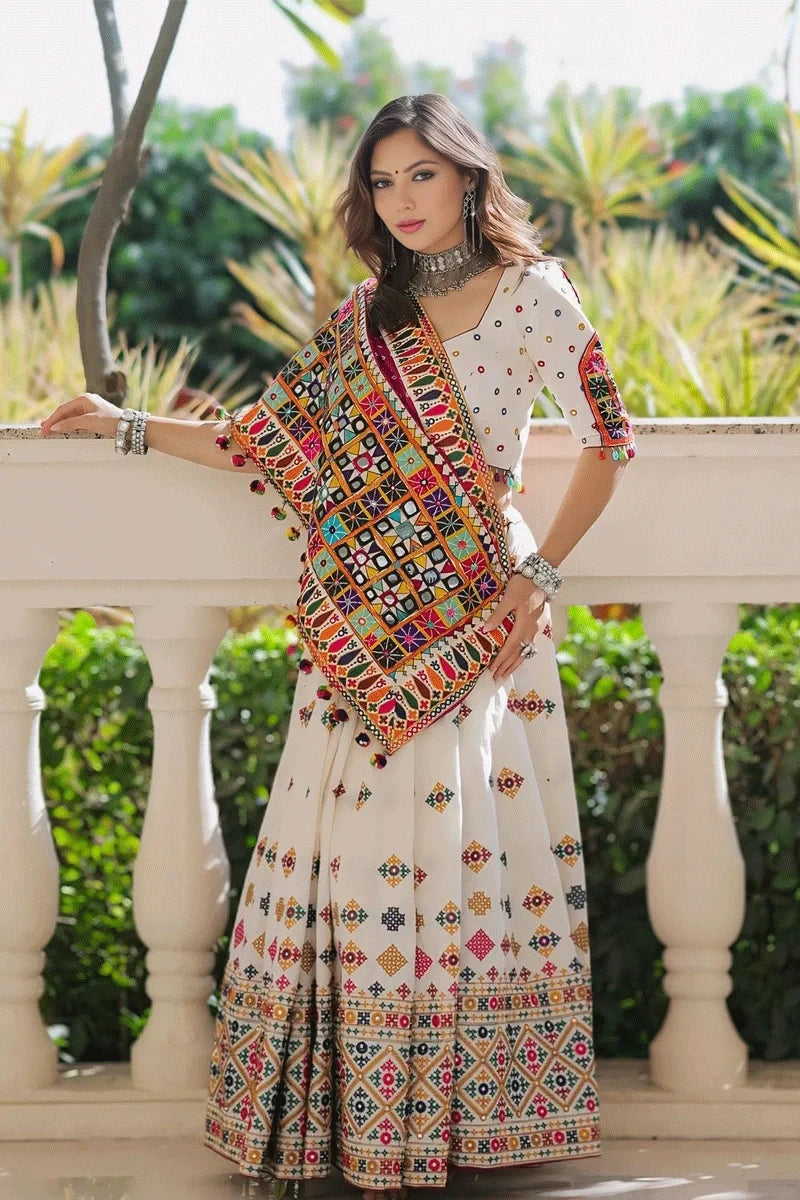 Real Mirror Work Gujarati Style Chaniya Choli