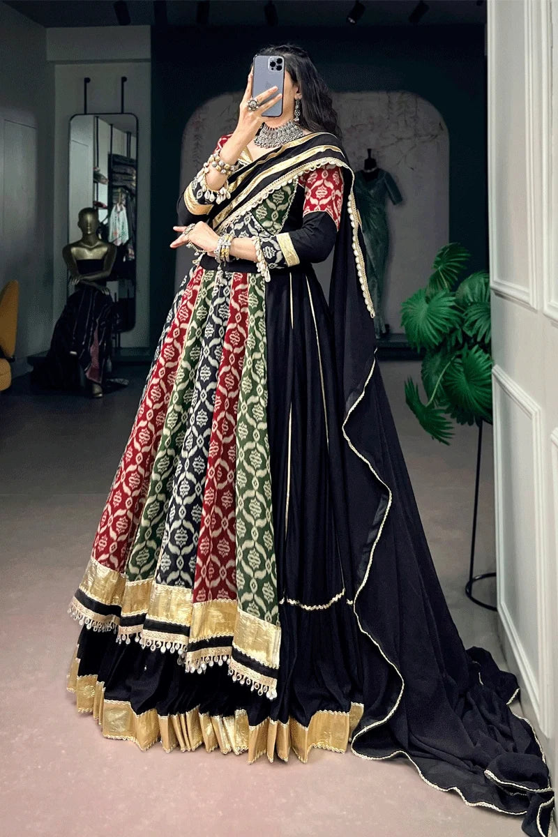 Multi Color Heavy Flair Rayon Chaniya Choli For Navratri