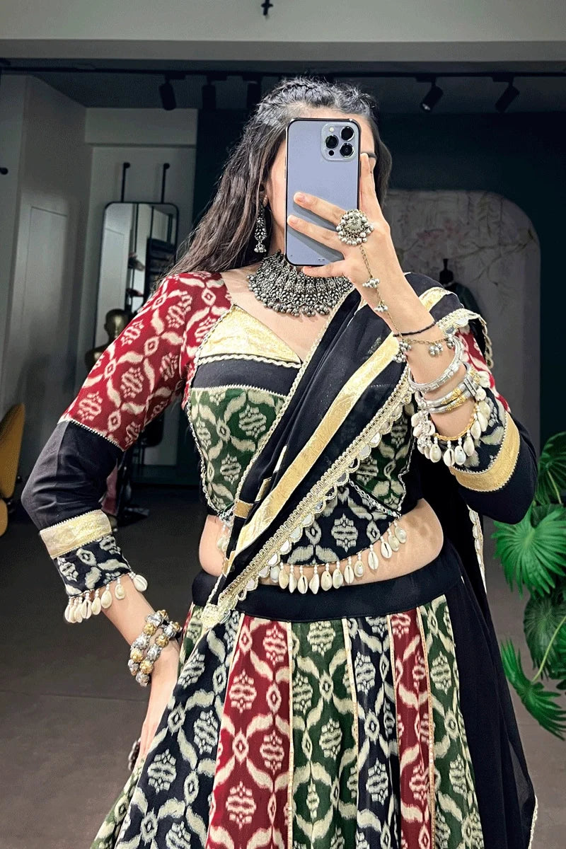 Multi Color Heavy Flair Rayon Chaniya Choli For Navratri
