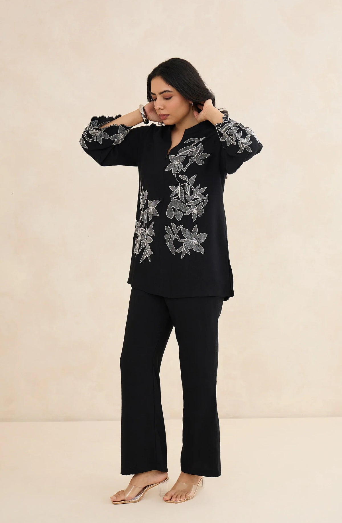 Noir Flora Embroidered Co-Ord Set