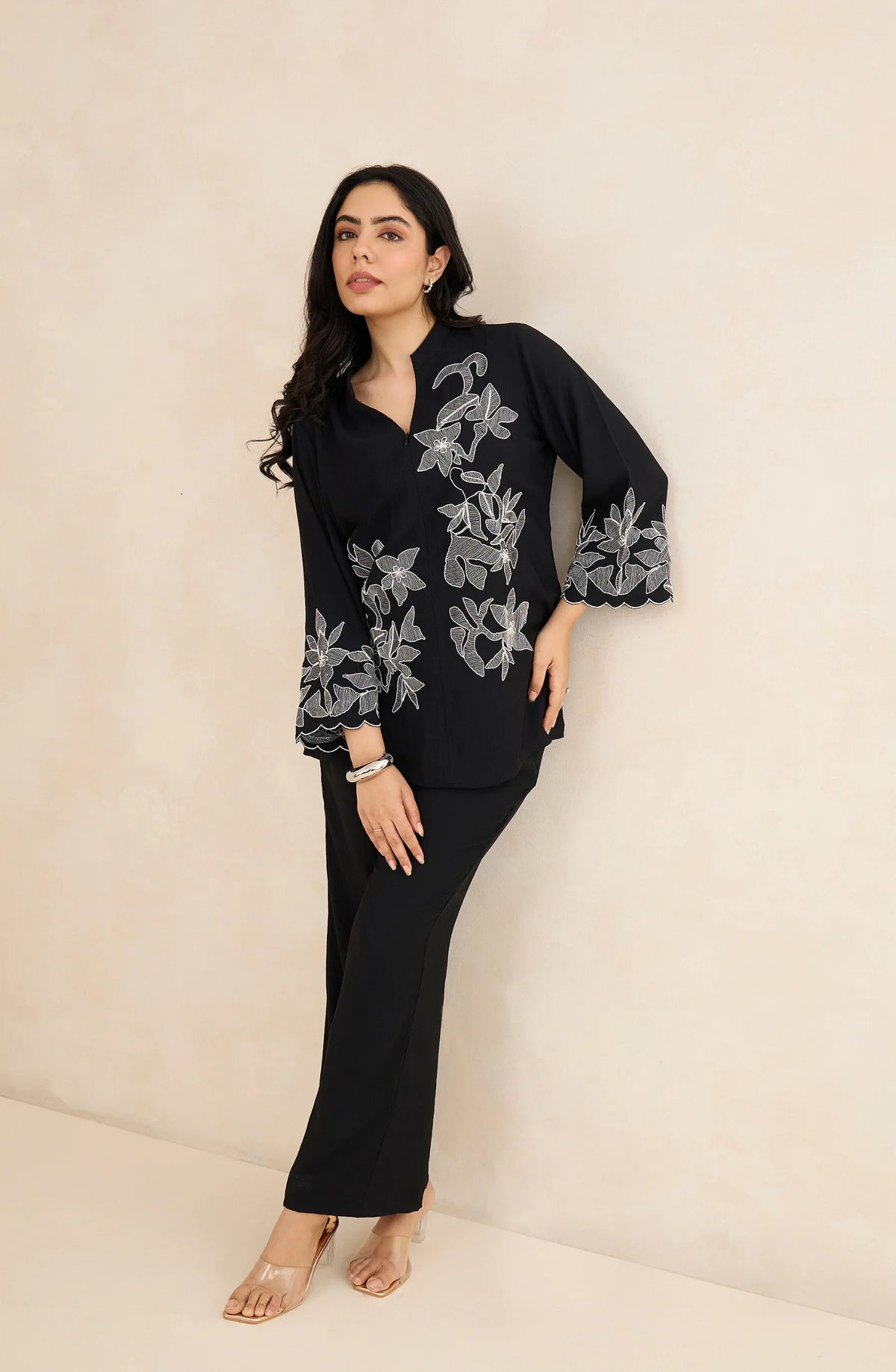 Noir Flora Embroidered Co-Ord Set