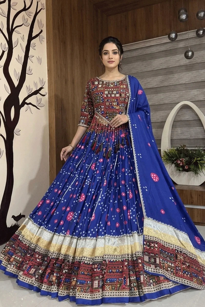 Muslin Cotton Real Mirror Work Chaniya Choli For Navratri