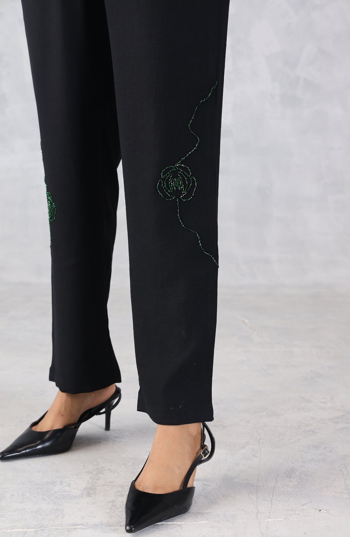 Classic Black & Green Embellished Co-Ord Set