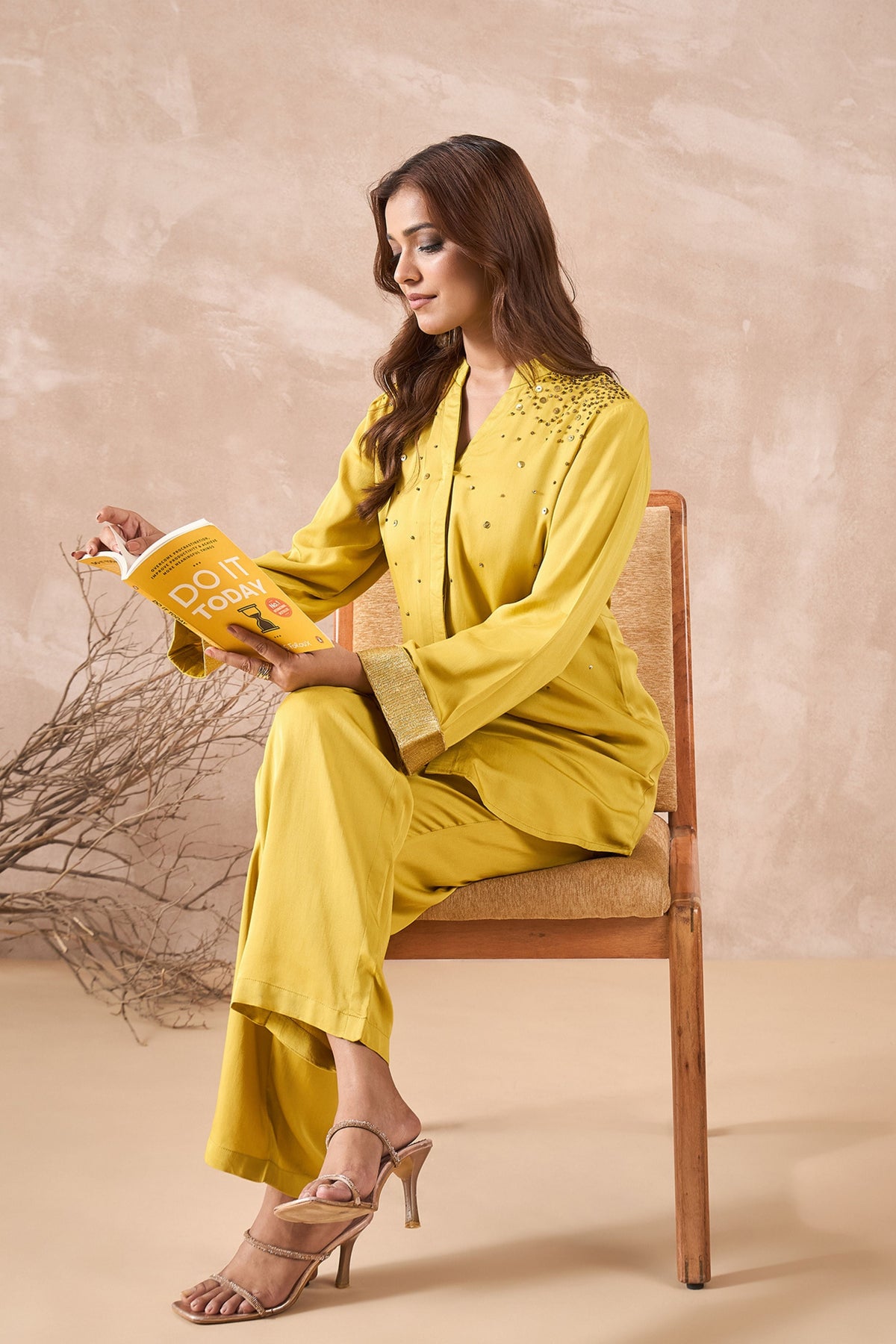 Mustard Yellow Embellished Co-Ord Set