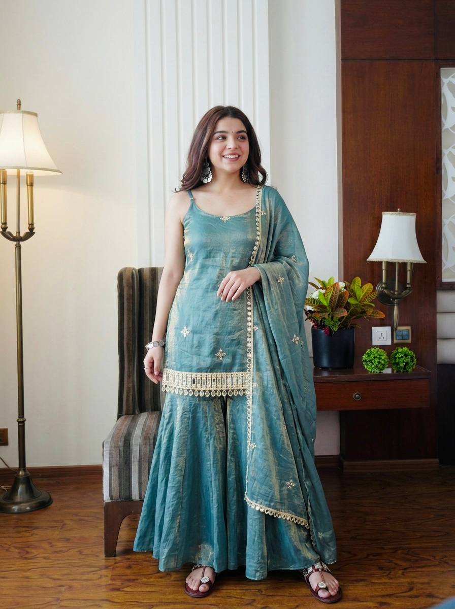 Jassica Sea Green Sharara Set
