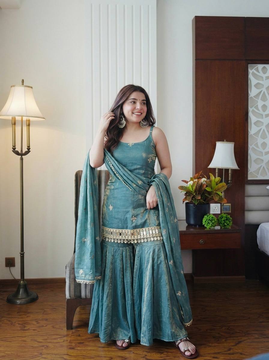 Jassica Sea Green Sharara Set