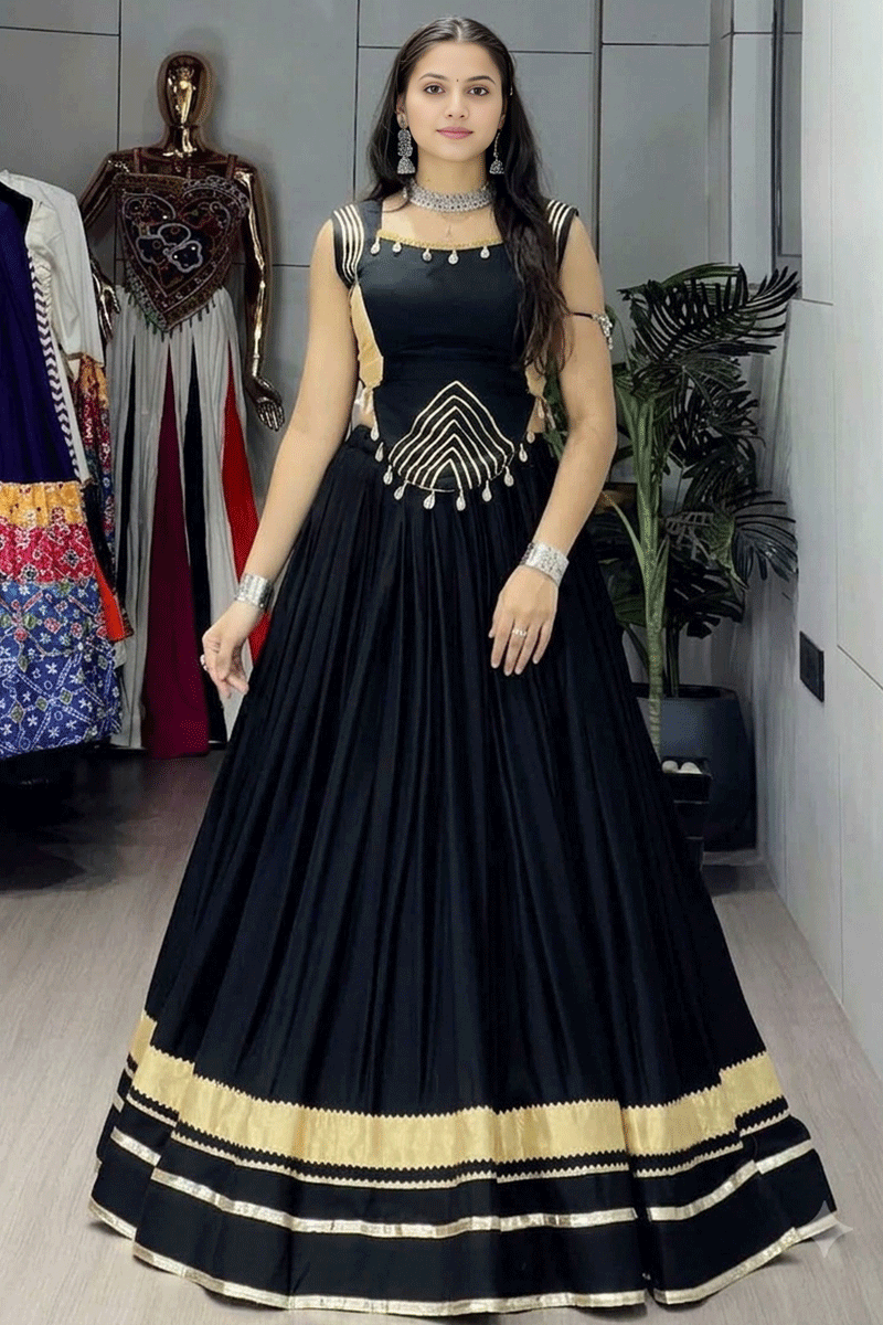 Fully Stitched Black Colour Lehenga Choli For Dandiya Night