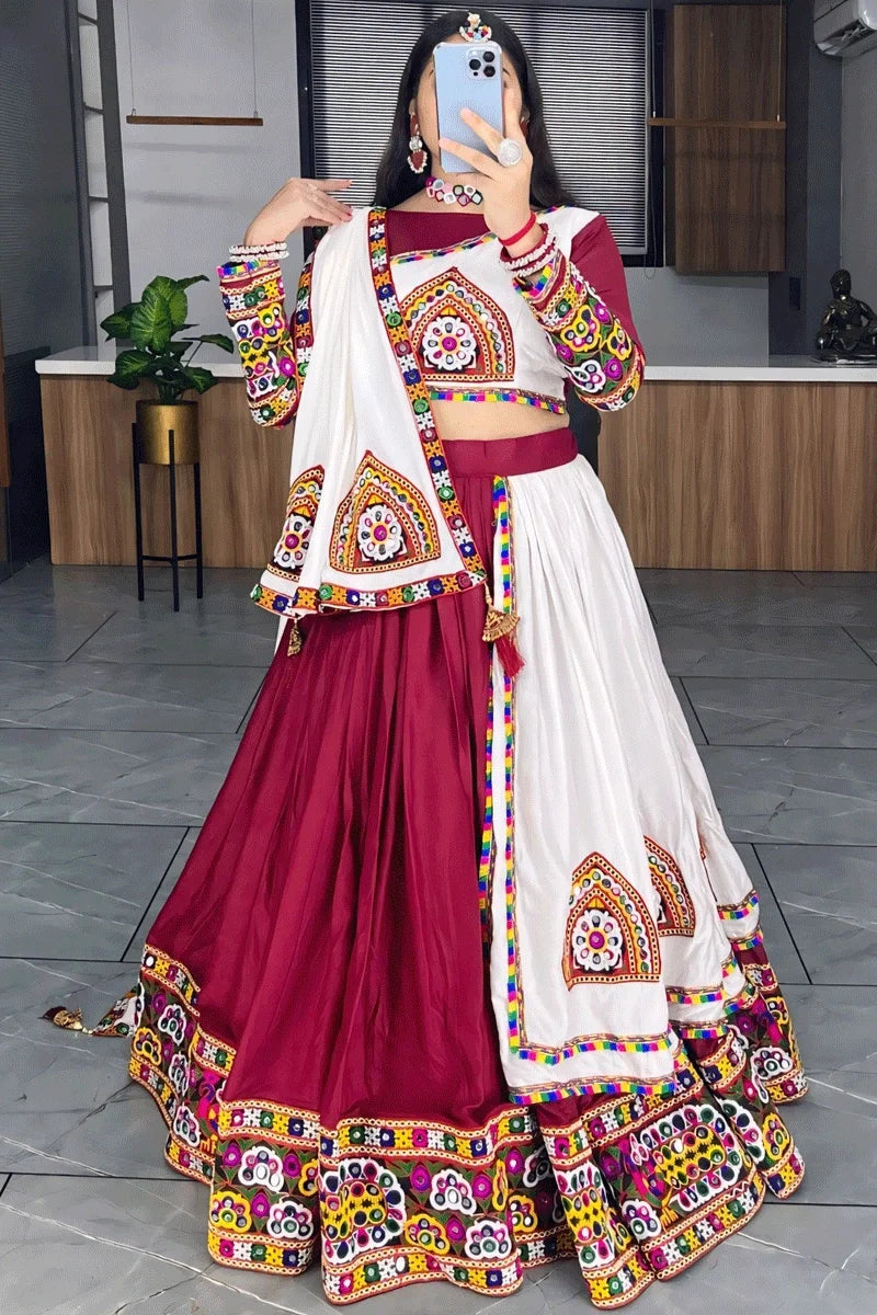 Designer Ready To Wear Gamthi Work Lehenga Choli For Navratri