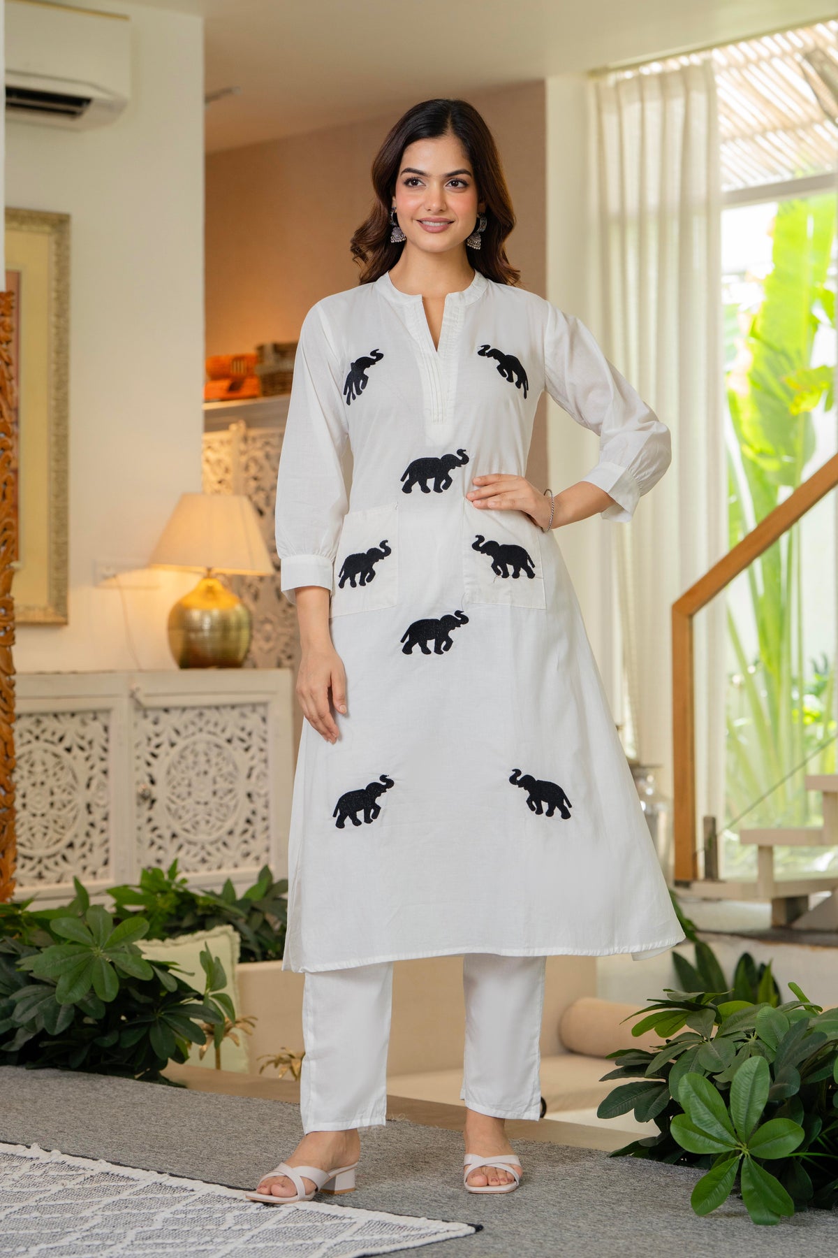 White Embroidered Cotton Co-Ord Set