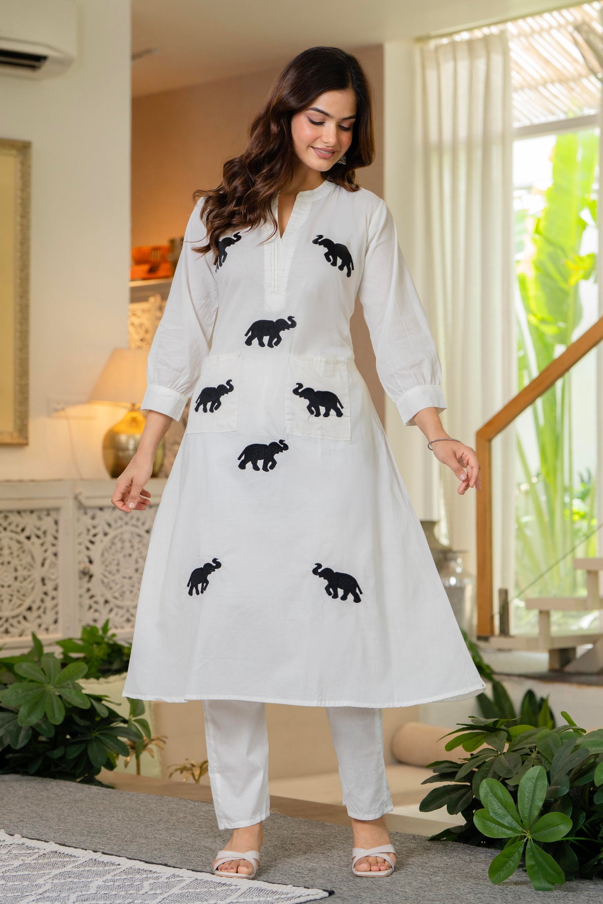 White Embroidered Cotton Co-Ord Set