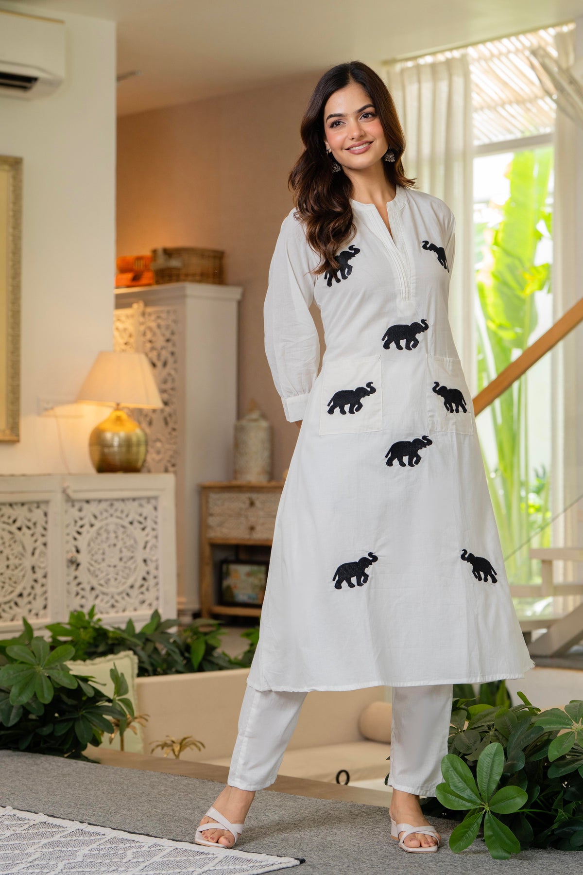 White Embroidered Cotton Co-Ord Set