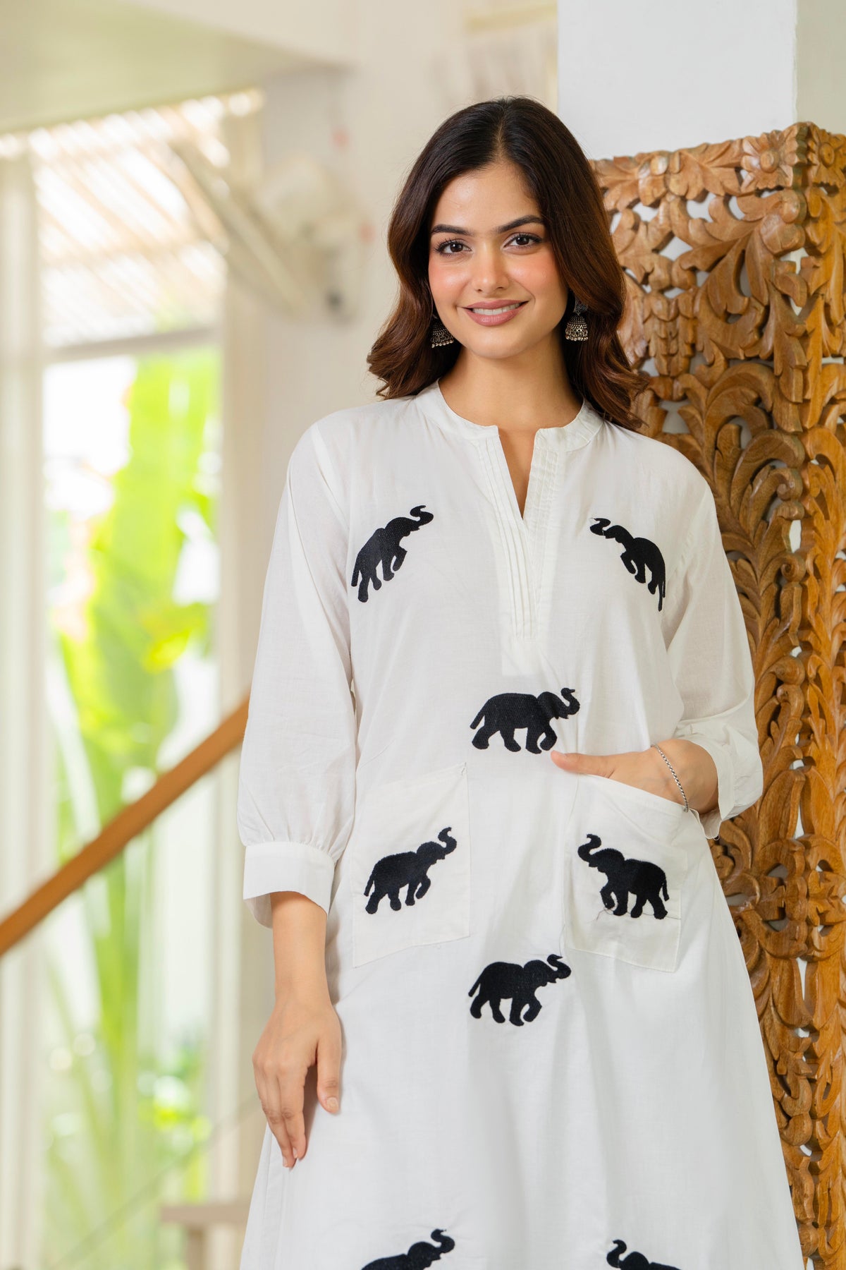 White Embroidered Cotton Co-Ord Set