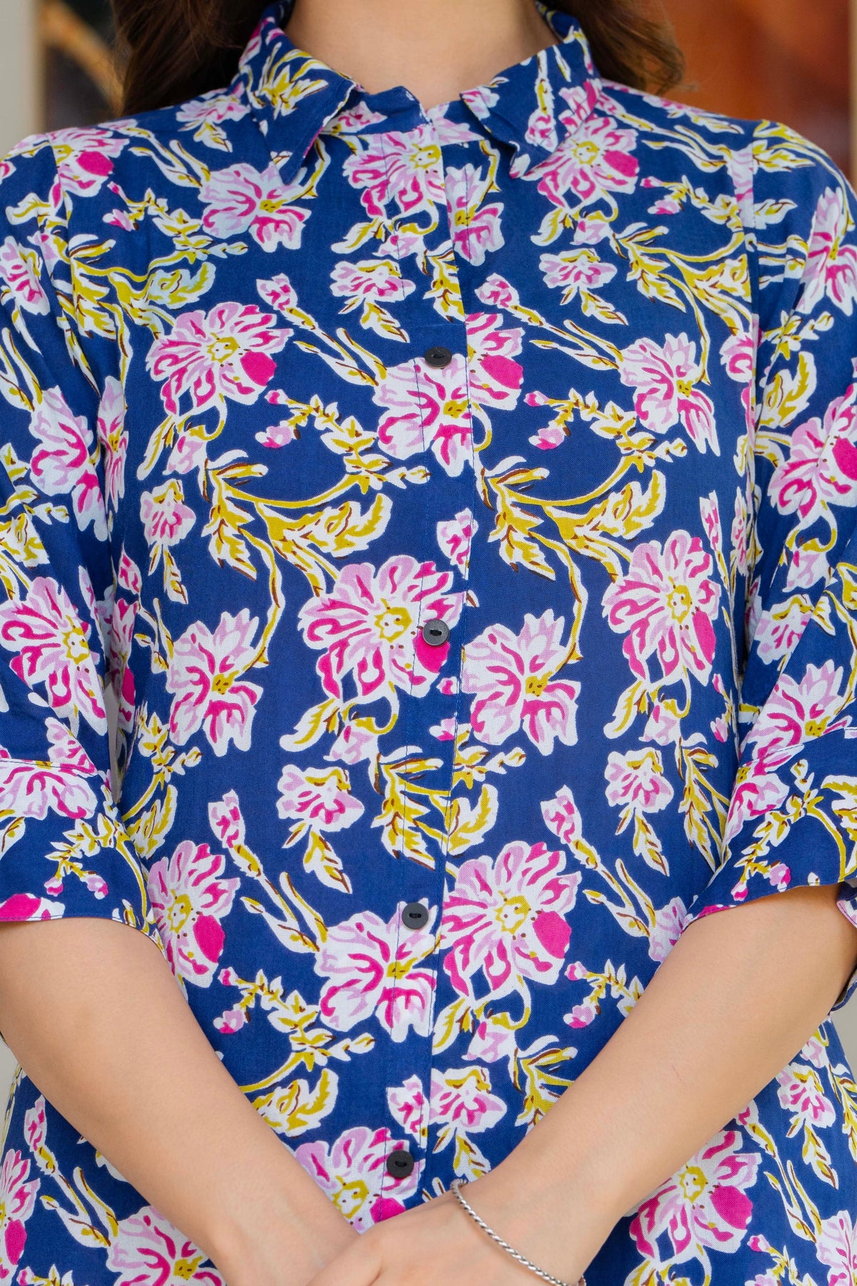 Blue Floral Printed Rayon Co-Ord Set
