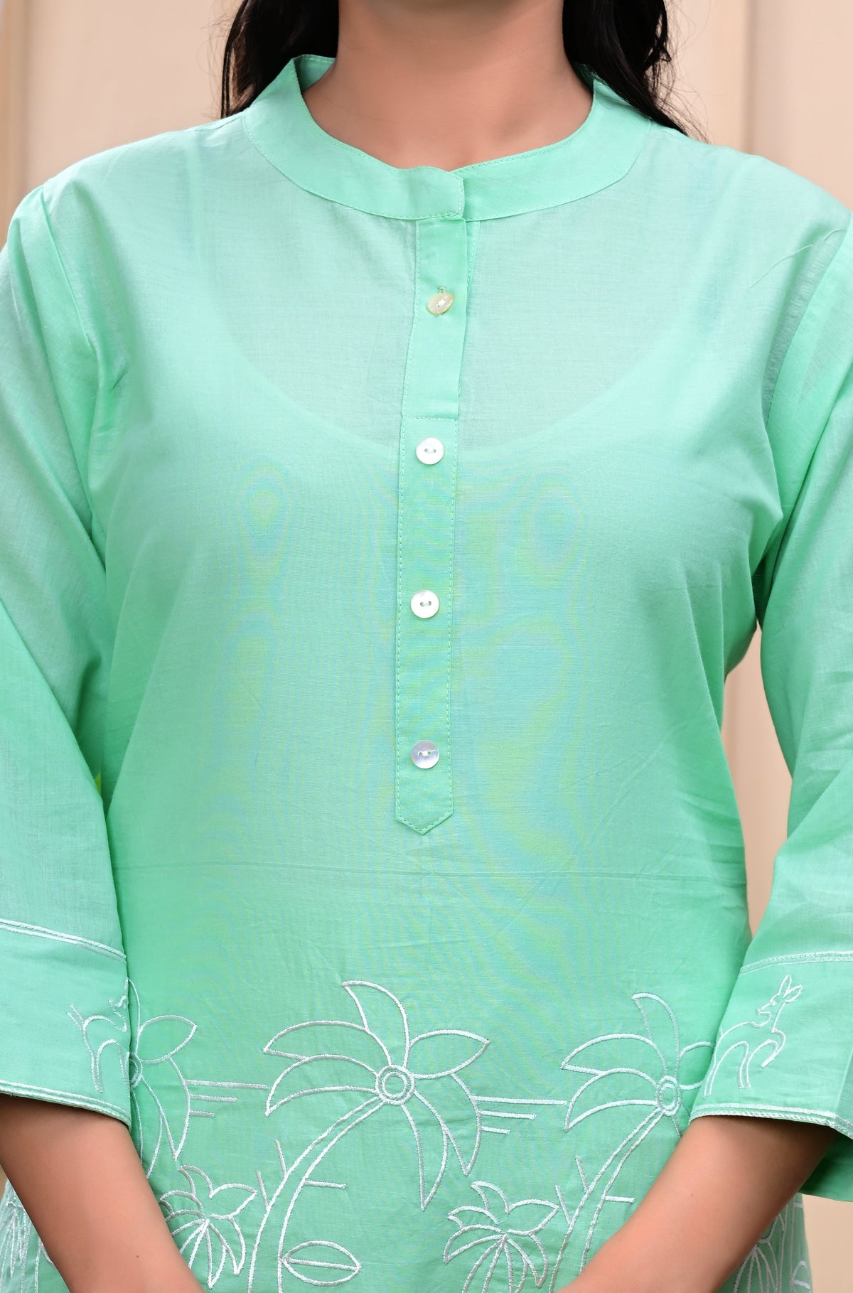 Magic Mint Embroidered Cotton Co-Ord Set