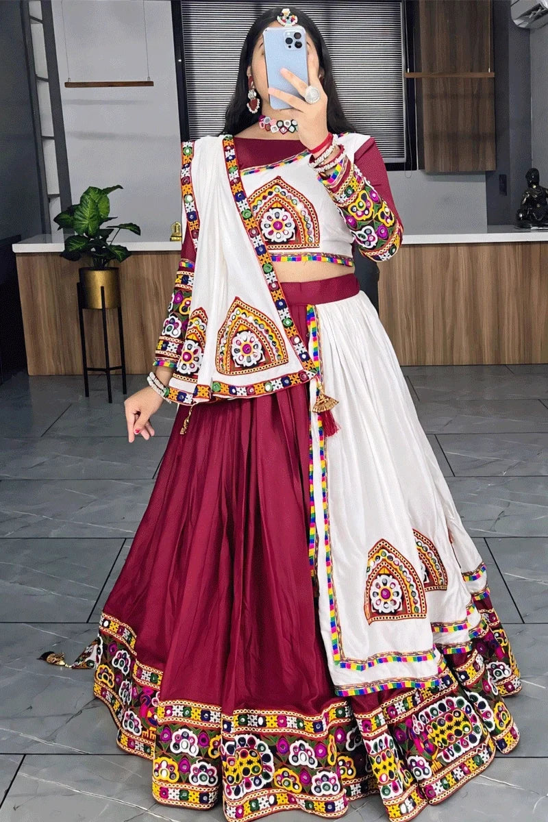 Designer Ready To Wear Gamthi Work Lehenga Choli For Navratri