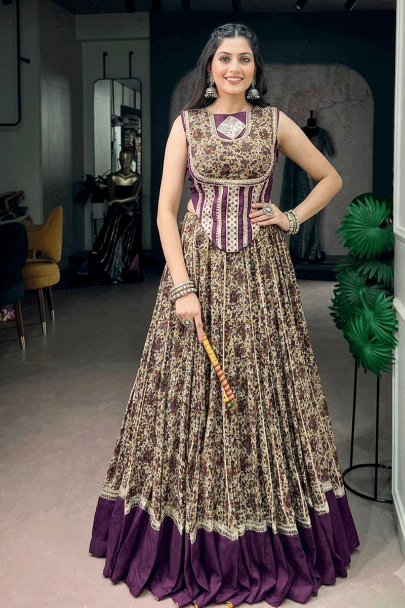 Fully Stitched Heavy Flair Real Mirror Work Chaniya Choli For Navratri