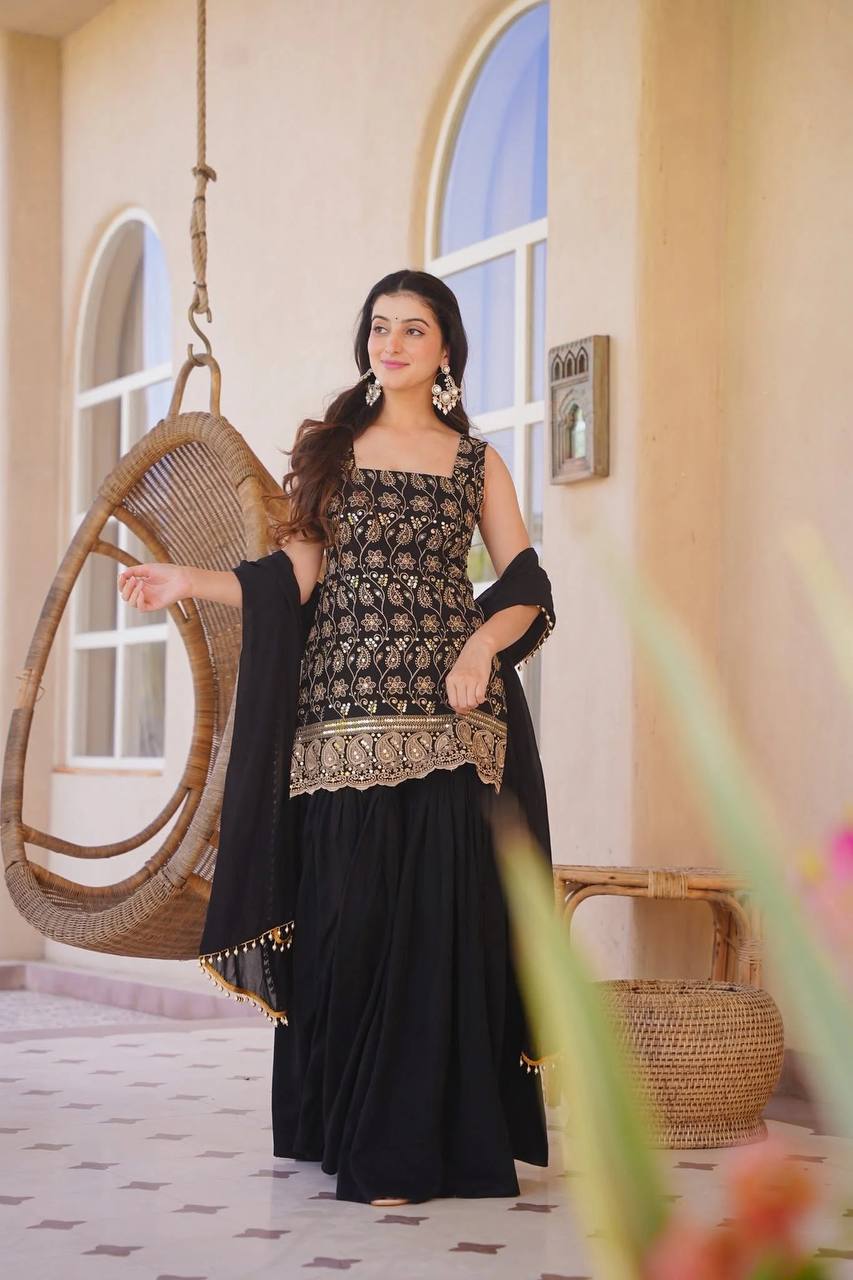 Reeva Green Heavy Embroidery Gharara Set