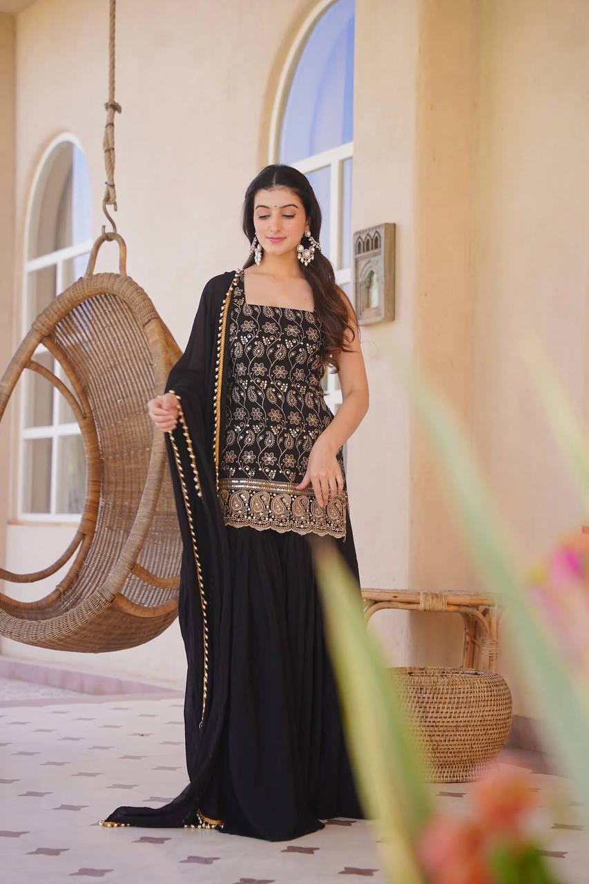 Reeva Green Heavy Embroidery Gharara Set