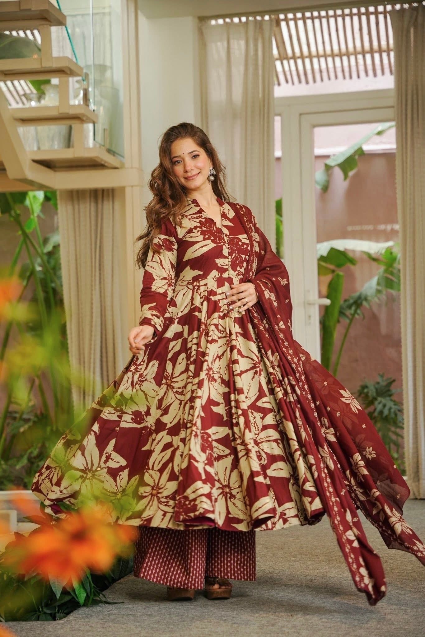 Myra Maslin Cotton Digital Print Anarkali Set