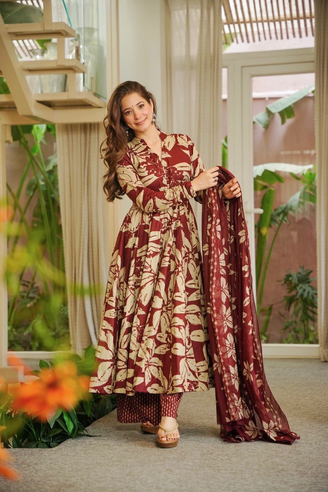Myra Maslin Cotton Digital Print Anarkali Set
