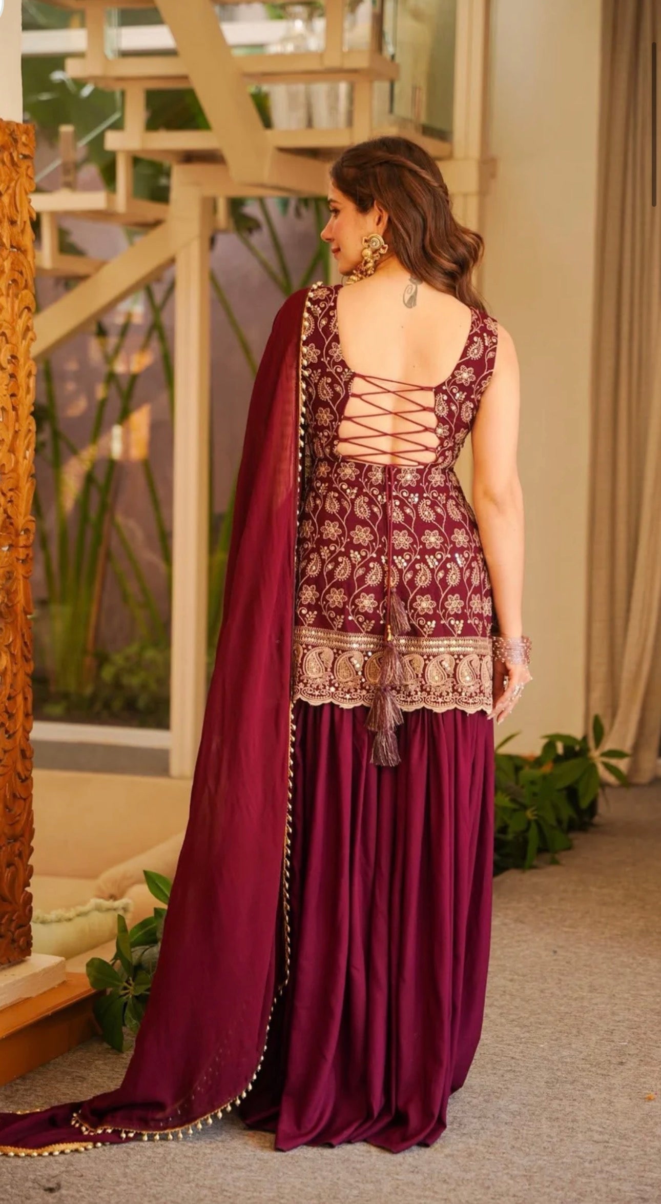 Reeva Green Heavy Embroidery Gharara Set