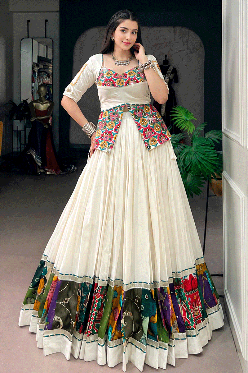 Navratri Special White Lehenga Choli For Women