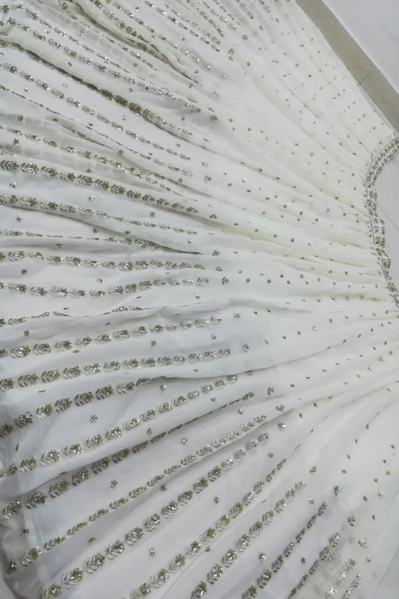 Sequence Work Off White Colour Lehenga Choli For Sangeet