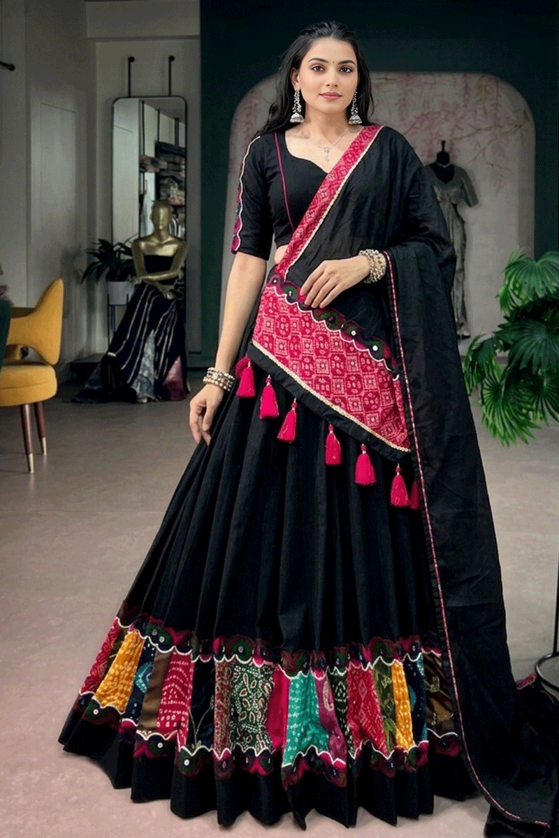 Ready To Wear Tradition Black Color Chaniya Choli For Garaba Night
