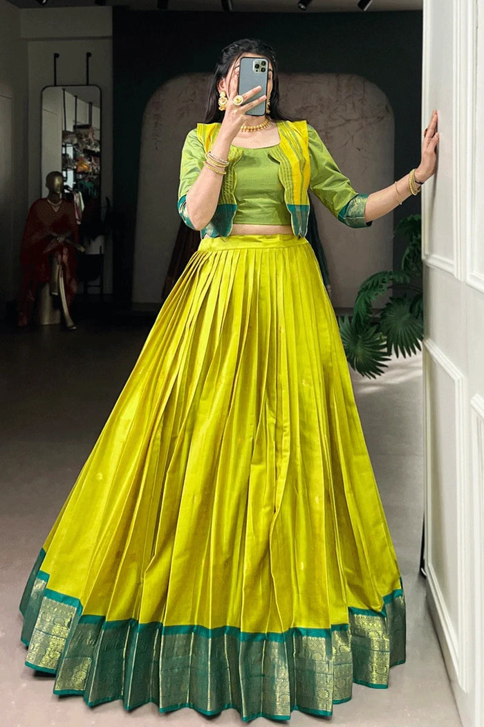 South Indian Koti Lehenga Choli For Haldi Ceremony